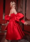 Вечернее платье Красное атласное платье в длине миди на выпускной