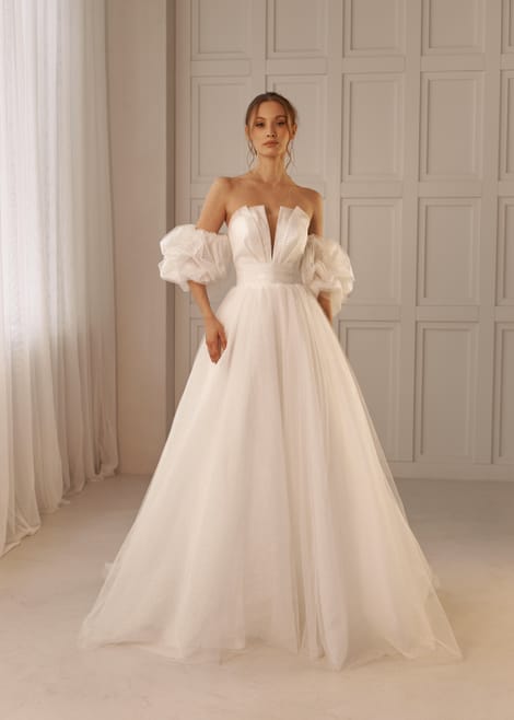 Блестящее свадебное платье с корсетом "ракушка"