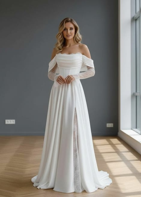 изысканное свадебное платье в современном стиле