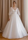 Свадебное платье Пышное свадебное платье из восковой органзы с кружевом