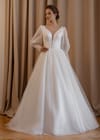 Свадебное платье Блестящее свадебное платье А-силуэта с длинными рукавами