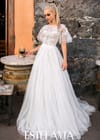 Свадебное платье Летящее свадебное платье с рукавом-крылышком для романтичных невест