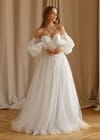 Свадебное платье свадебное платье пышными рукавами-фонариками и открытым корсетом